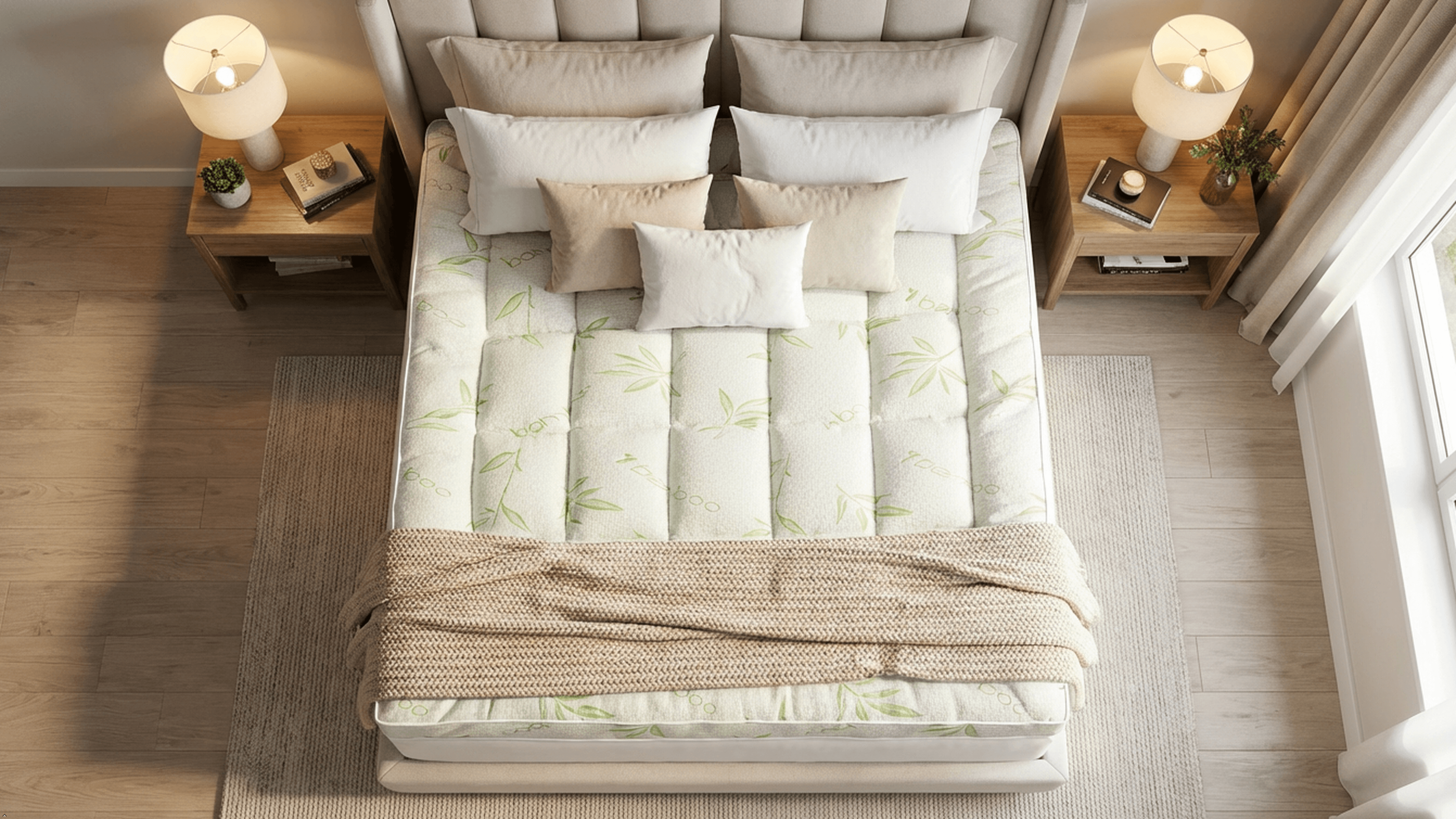 NOVASTILE Ultra Plush Bamboo Pillow Top Mattress Topper, 1000 GSM alternate view — Bedding & Home by Novastile