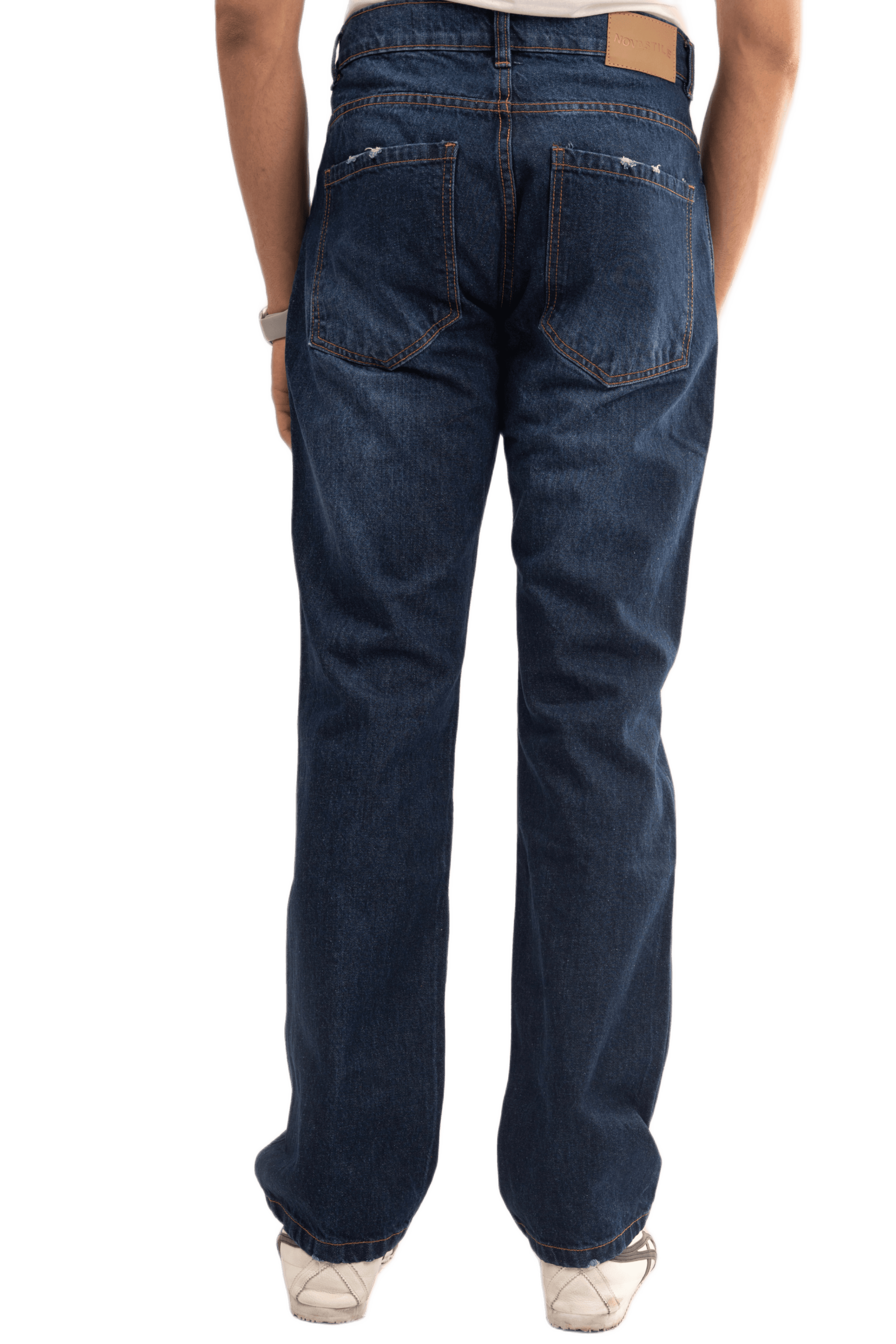 NOVASTILE Men's Dark Wash Rigid Distressed Ripped Jeans — Jeans by Novastile — thumbnail 3