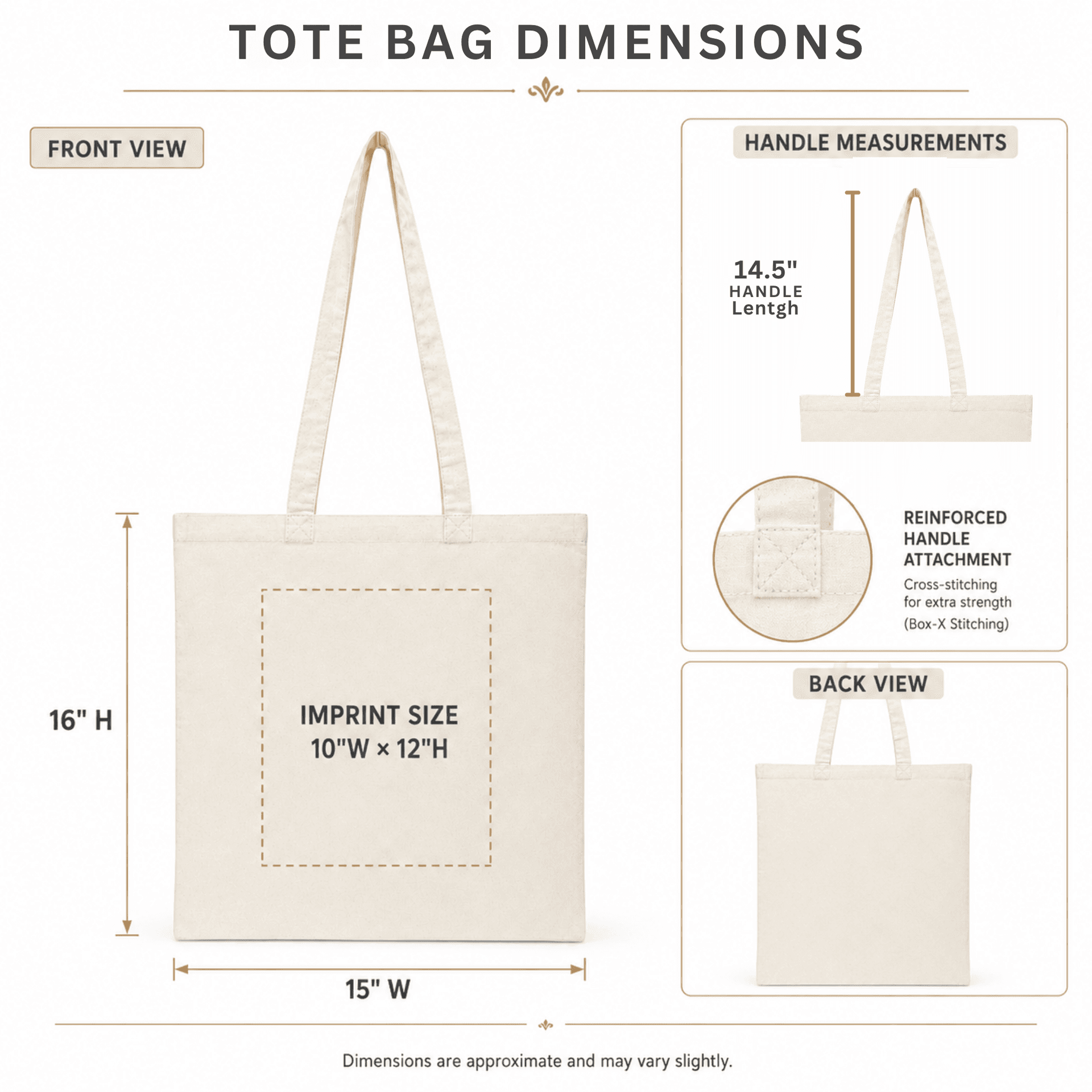NOVASTILE 6oz Canvas Tote Bag 15x16x Natural