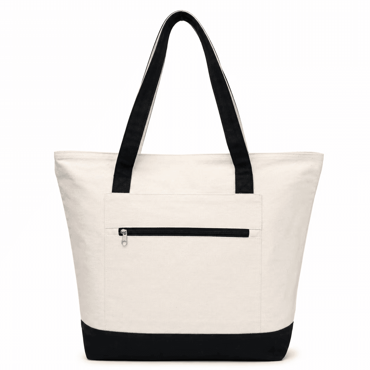 NOVASTILE Canvas Work & School Tote with Front Zipper Pocket — Tote Bags by NOVASTILE
