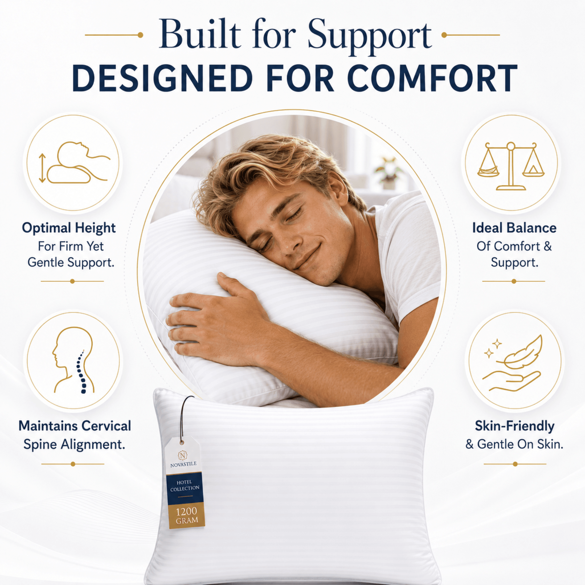 NOVASTILE Bed Pillows 100% Cotton 250 TC