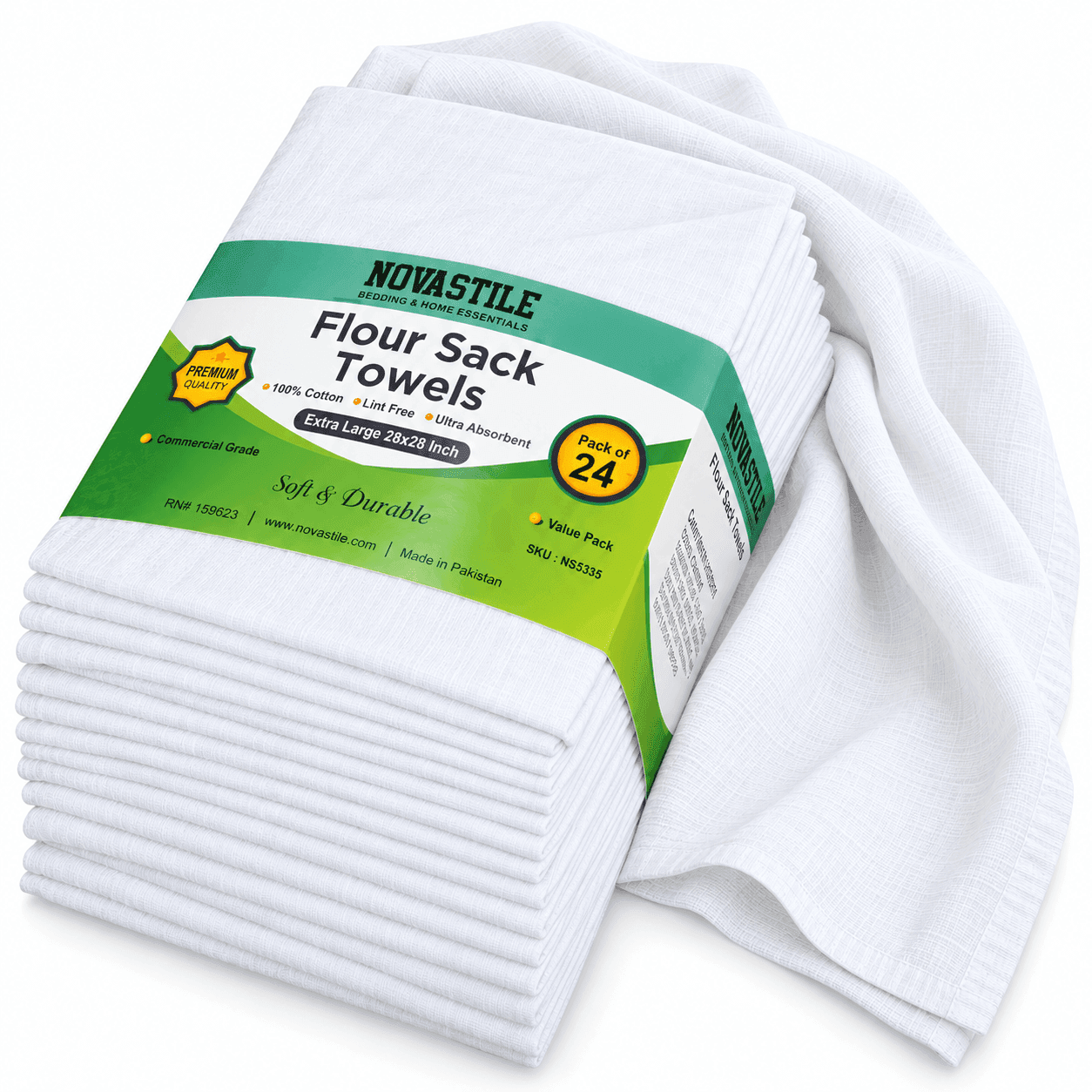 NOVASTILE flour sack towels, 24 pack