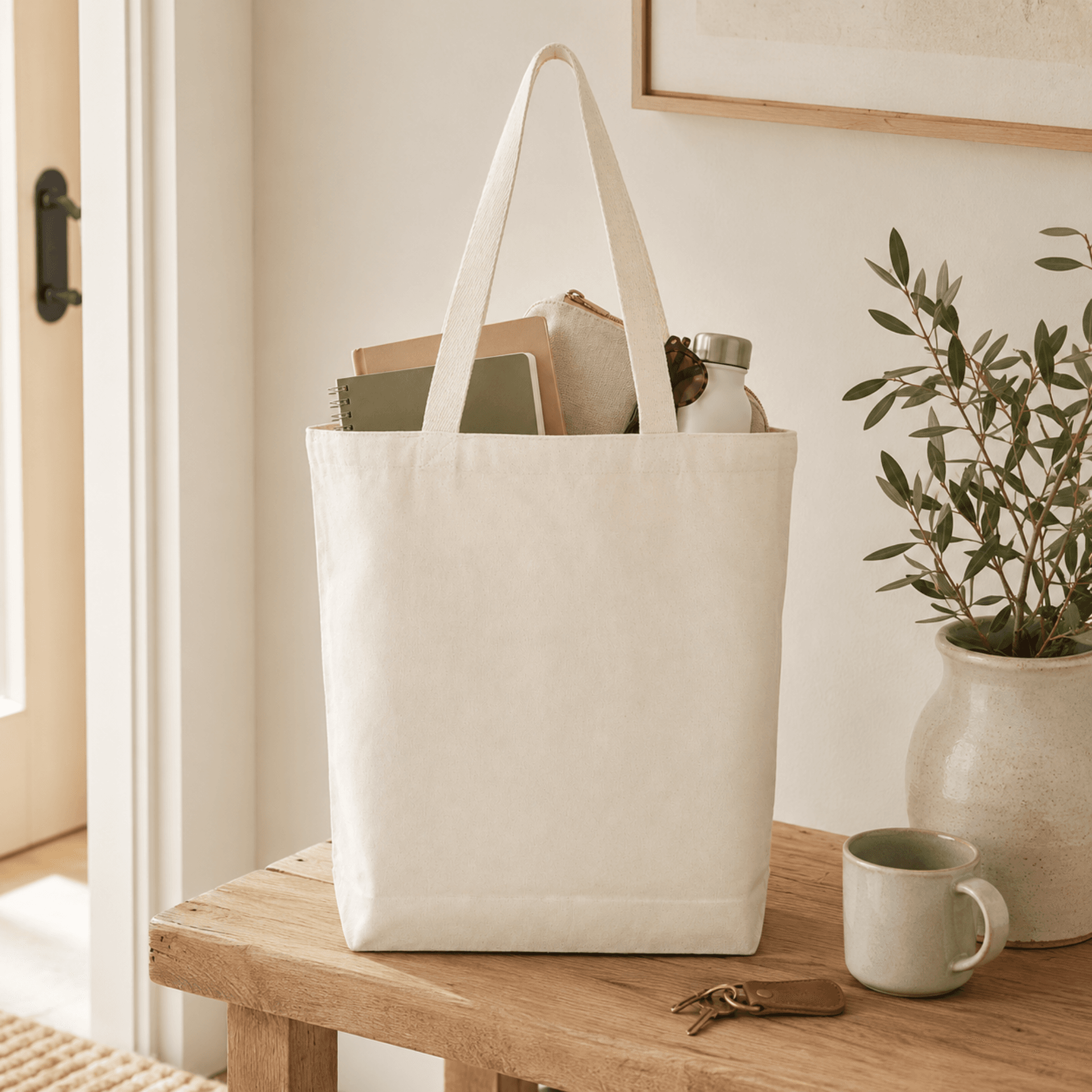 NOVASTILE Heavy Duty Canvas Tote Bag with Gusset – 15x16x3 — Tote Bags by Novastile