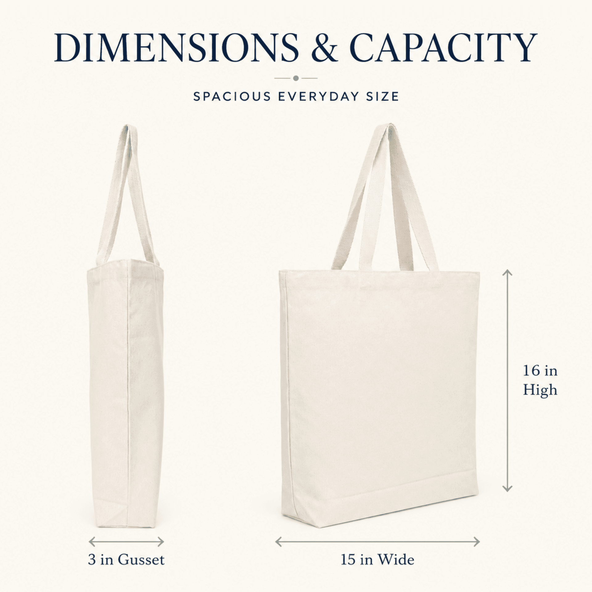 NOVASTILE 12oz Canvas Tote Bag 15x16x3 Natural