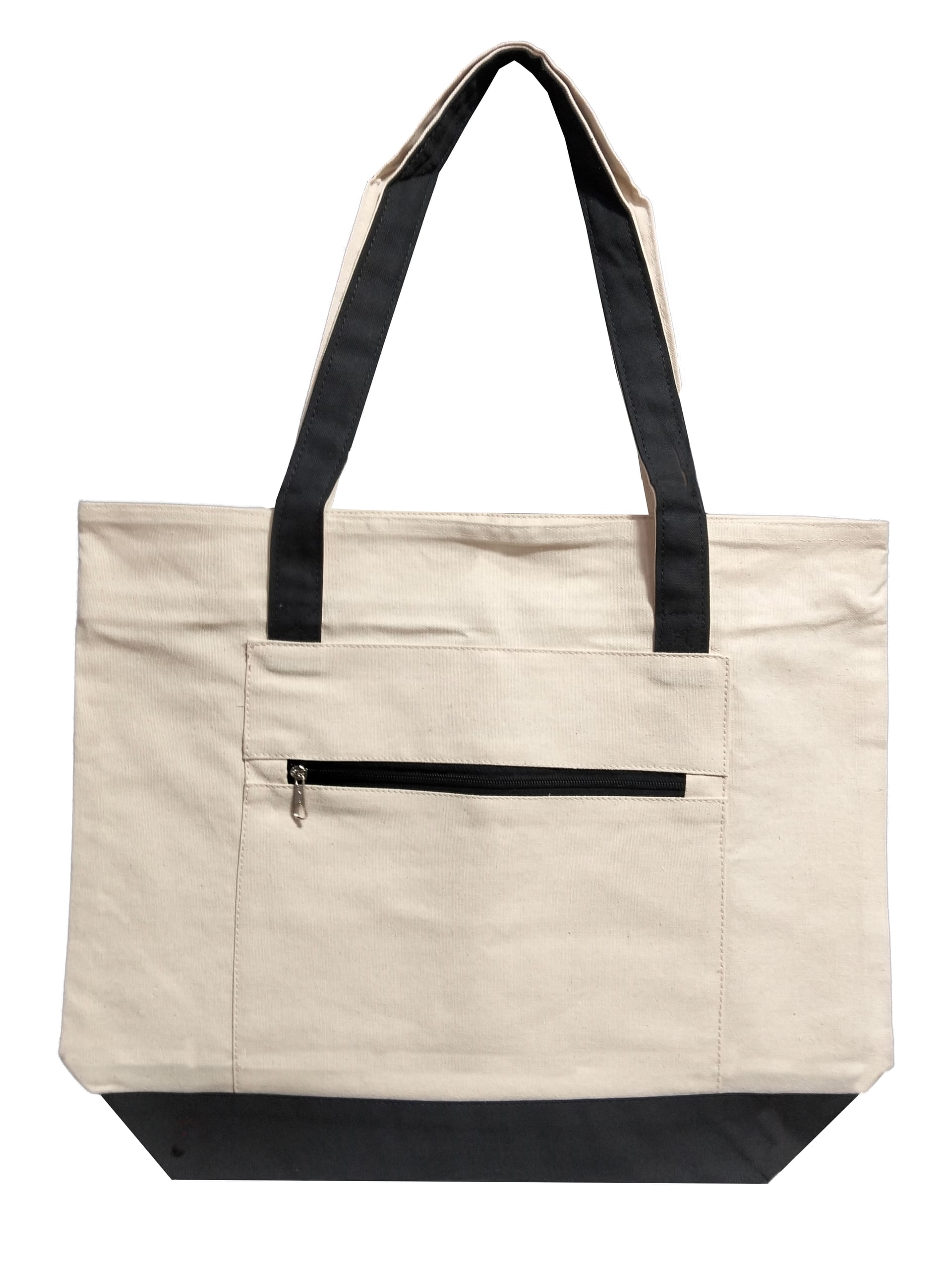 NOVASTILE 12oz Canvas Tote Bag 18.5x15x5 Natural Black