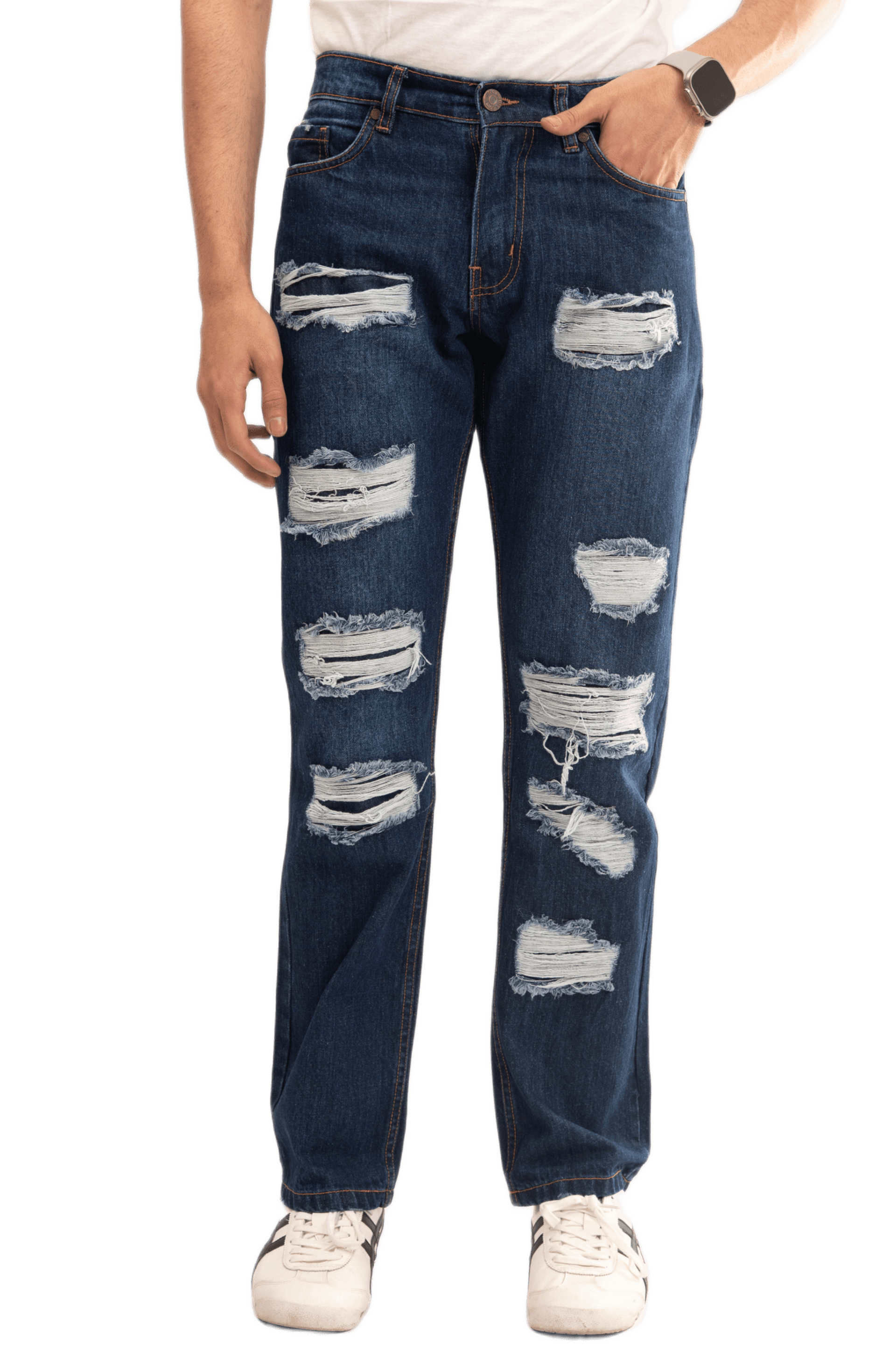 NOVASTILE Men's Ripped Straight Fit Distressed Jeans — Jeans by Novastile
