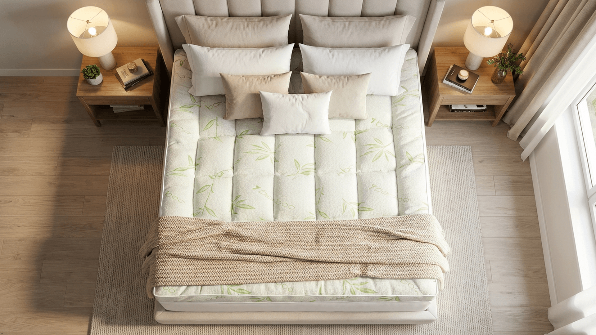 NOVASTILE Ultra Plush Bamboo Pillow Top Mattress Topper, 1000 GSM alternate view — Bedding & Home by Novastile