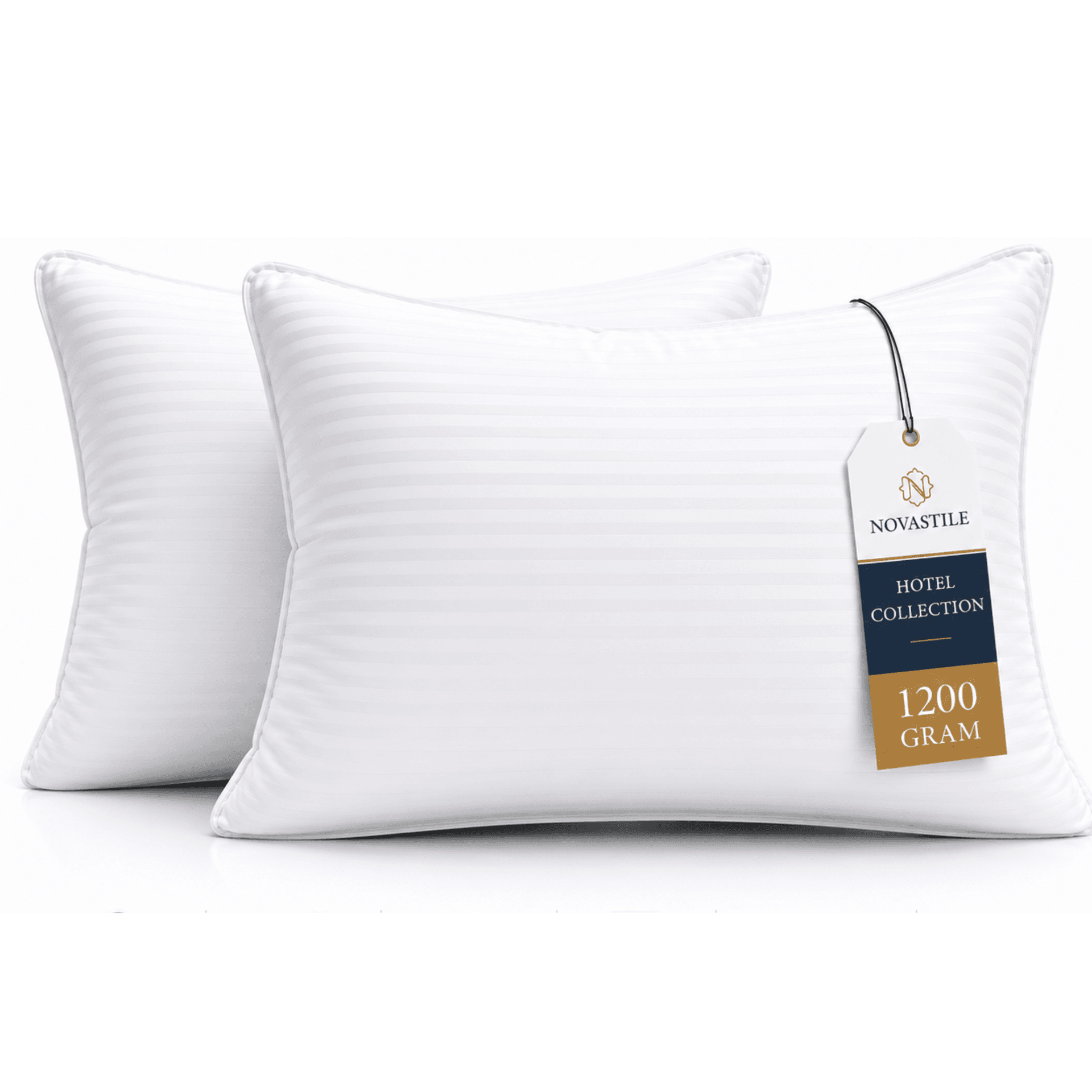 Cotton Satin Stripe Bed Pillows, Set of 2 β Bedding & Home by Novastile