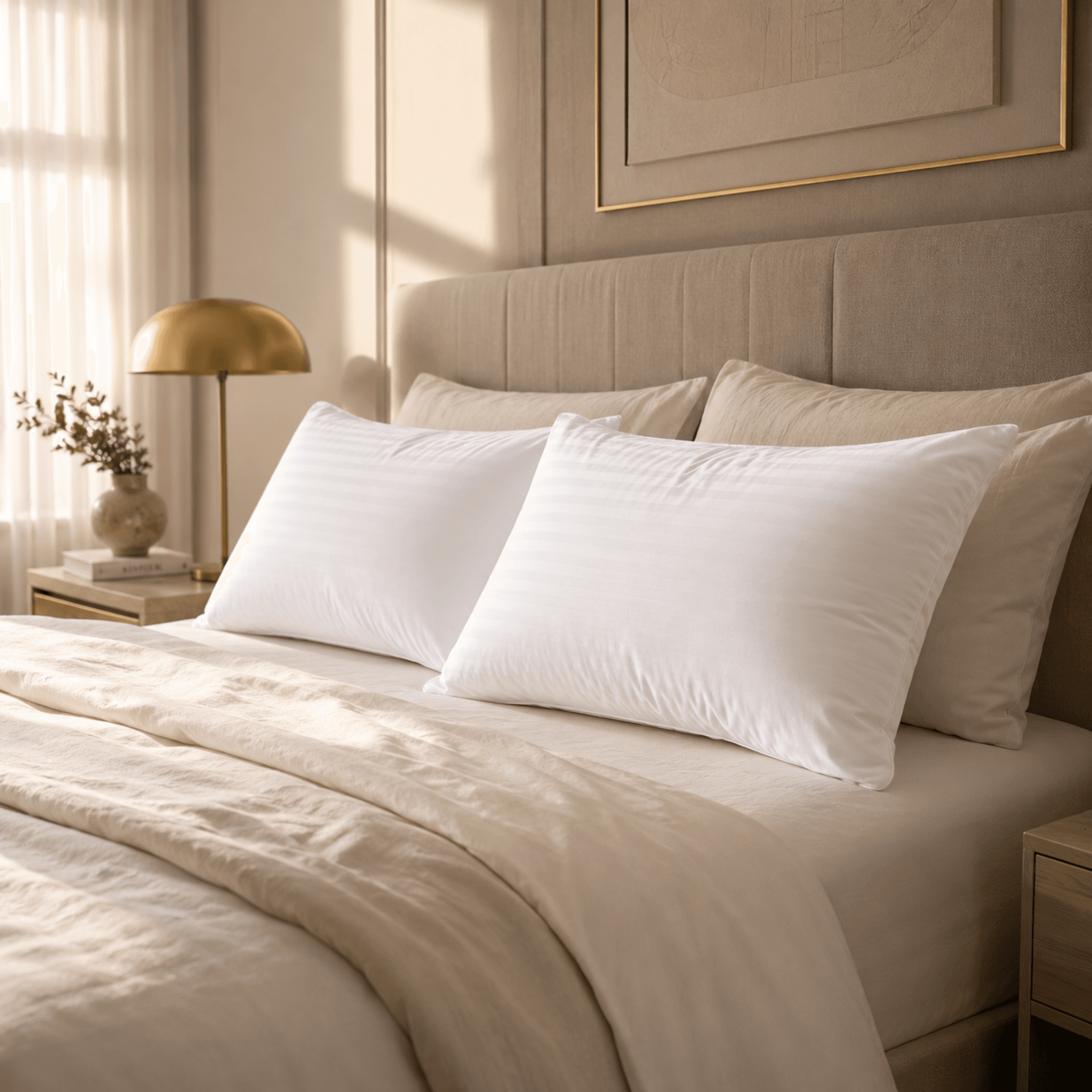 Cotton Satin Stripe Bed Pillows, Set of 2 alternate view β Bedding & Home by Novastile