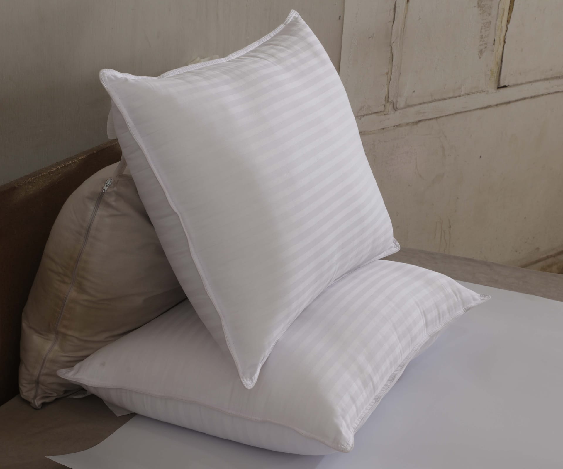 Cotton Satin Stripe Bed Pillows, Set of 2 β Bedding & Home by Novastile